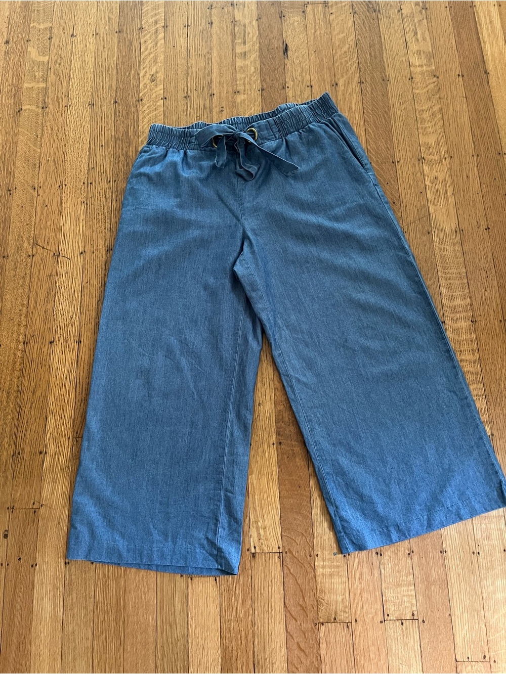 Michael Kors Slate Blue Elastic Waist Chambray Pants